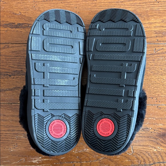 FitFlop Gen-FF Slipper Shoes Women’s Cozy Black Suede Shearling Lined Size 10 - Picture 6 of 12